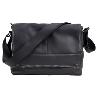 頭層牛皮男士郵差包 LB1072 黑色 單肩/斜跨 9.7吋iPad, 31 x 22 x 7.5cm