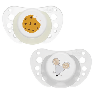 Chicco AIR透氣拇指型矽膠安撫奶嘴2入組, 16~36個月, 可愛鼠, 1組