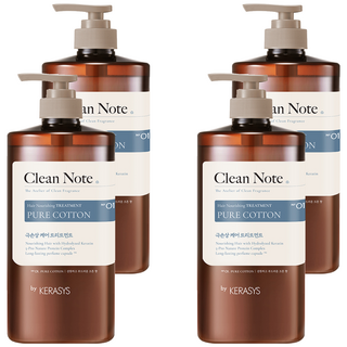 KERASYS Clean Note 護髮乳 清新棉花香 含棉籽油和檸檬精油 保持頭髮水分平衡 持久香氣, 1L, 4瓶