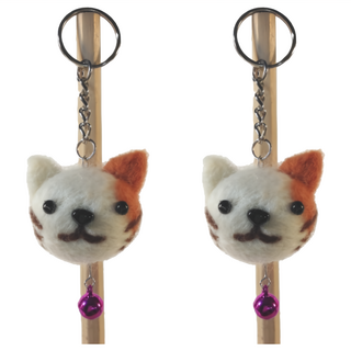 台灣敏愛 羊毛氈鑰匙圈套件包, 手作DIY, 小貓咪, 1組