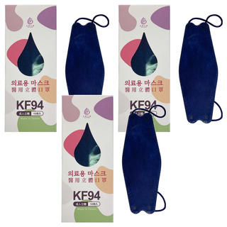 AQUA MASK 水舞生醫 PP系列 醫療用口罩 成人款KF94, 普魯士藍, 10片, 3盒