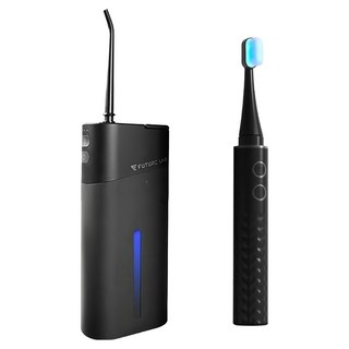 FUTURE LAB. 未來實驗室 OCare Clean 藍氧洗牙機 + Cold White冷光白齒刷, 黑色, 1組, DCFLOCAC‑01 DCFLCWT‑02Black