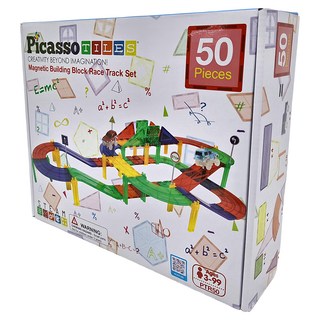 PicassoTILES 畢卡索 PTR50 磁力片積木 跑跑賽車軌道，50塊, 1盒