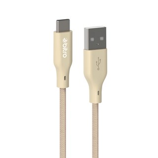 bitro USB-A-USB-C 柔韌編織傳輸快充線, 2m, 奶茶杏, 1條