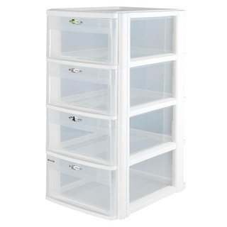 SHUTER 樹德 livinbox 魔法收納力A4玲瓏盒 PC-2440, 白櫃透明抽, 275W x 350D x 565H mm, 四層抽屜收納盒, 4層