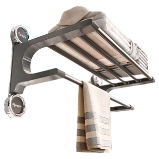 無痕吸盤式多桿毛巾置物架, 長款63.5 x 24.6 x 24.4cm, 槍灰色, 1個