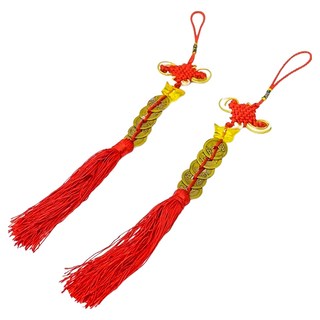 馥瑰馨盛 一葉致富葫蘆五帝錢 套裝，葫蘆底直徑3.3cm*長6.6cm，銅直徑約2.3CM，材質：銅、結繩, 0207, 2個