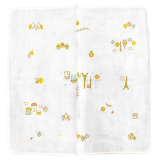 日本OP Mini 紗布巾 Set 5條 - 花園印花，小髒巾, 32 x 32cm, 小鐵塔