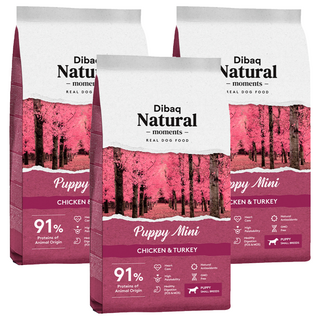 Dibaq Natural moments 小型幼犬 狗糧, 3袋, 雞肉&火雞肉, 300g