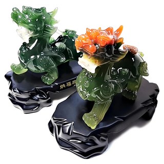 養慧軒 琉璃巧雕招財咬錢飛天大貔貅一對, 20*8*14公分, 綠, 橘, 白, 黃混色系, 混合色, 1個