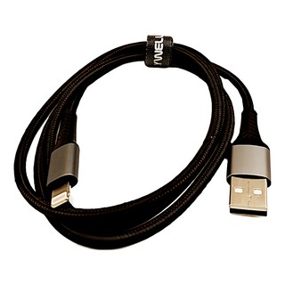 POLYWELL USB-A To Lightning編織充電線 PW15-W45-A261, 1m, 黑色, 1條