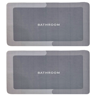 矽藻土軟地墊 Set 2個 方形, 淺灰色, 60 x 40cm, 1組