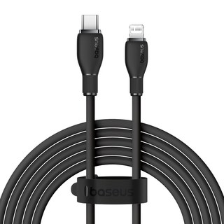 Baseus 倍思 Q彈系列 快充/傳輸線 Type-C to iPhone 20W, 2m, 星曜黑, 1條