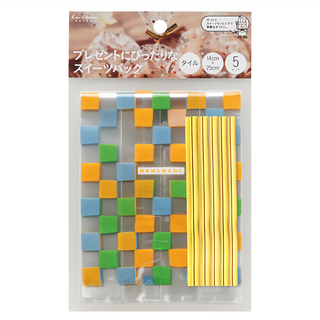 KAI 貝印 House 格子甜點包裝袋 附封條 DL-6348 尺寸14cm x 25cm, 5張, 1包