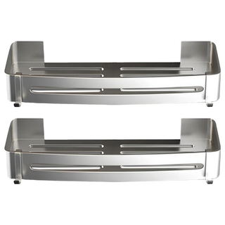 小麥購物 太空鋁置物架 四方籃 Y609, 銀色, 2個