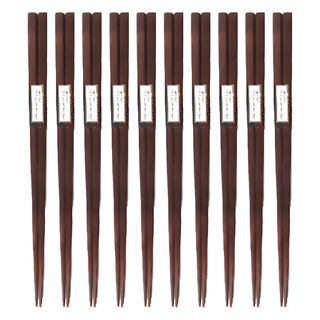 AXIS 艾克思 天然原木方形筷 10雙, 防滑不易滾動, 高密度原木, 耐用不易發霉, 台灣製造, 柚木色, 1組