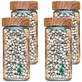 香料共和國 白胡椒粒 50g/罐, 100%成熟胡椒漿果製作，玻璃瓶加上木蓋設計，開罐即食的天然佐料, 4瓶