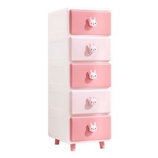 AOTTO 創意傢俱 童趣動物收納櫃 優質PP, 粉紅小兔, 5層, 35 面寬