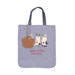 kUSUgURU JAPAN 日本眼鏡貓 NEKOMARUKE貓丸系列 手提包 附皮質造型掛飾 協力車造型, 藍色