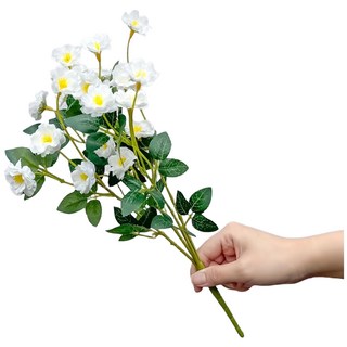 FLORAL M 法式迷你仿真花薔薇 室內裝飾花束, 1件, 優雅白