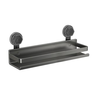 小麥購物 吸盤置物架 C608 40cm 槍灰色 - 免釘安裝 浴室收納好幫手, 1個