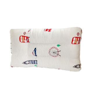 100%萊賽爾涼感兒童水洗枕 1-6歲適用 柔軟透氣 可水洗, 線條倫敦 白色