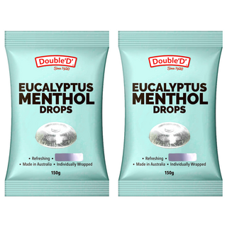 Double'D 潤喉糖 薄荷尤加利 無麩質 無添加香精 無防腐劑 無反式脂肪 非基改 獨立包裝 澳洲製 150g, 2袋