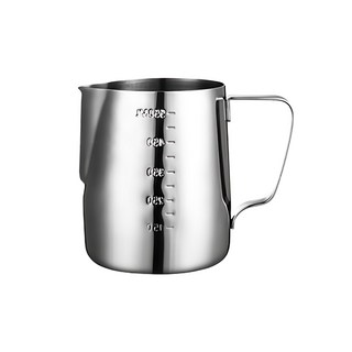 大容量咖啡拉花杯 鷹嘴尖口設計 雙刻度 圓角手柄, 顏色隨機, 1個