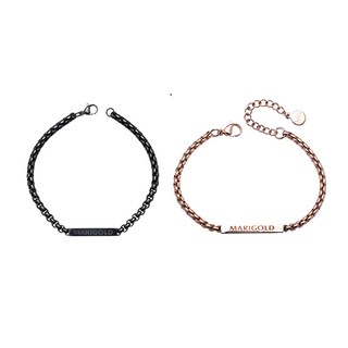 MARIGOLD 美爾朵 幸福雙倍論幸福語言情侶手鍊項鍊禮盒組 2條 象徵永恆愛情, 男款20.5cm + 女款14.5cm, 玫瑰金 + 黑色