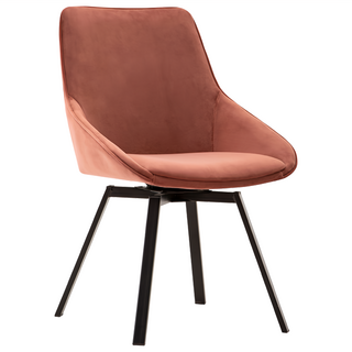 E-home Naila奈拉旋轉絨布餐椅 粉紅色 360度旋轉 時尚簡約設計, 1個