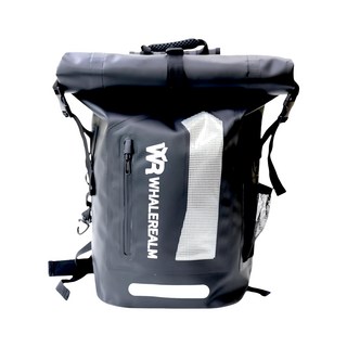 WHALEREALM 戶外運動防水背包, 35L, 1000D PVC夾網布, 高週波熱壓技術, 67.5 x 32 x 17cm, 黑色