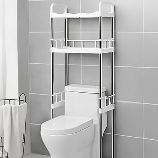 雙層不銹鋼馬桶置物架 無抽屜款 白色, 1個