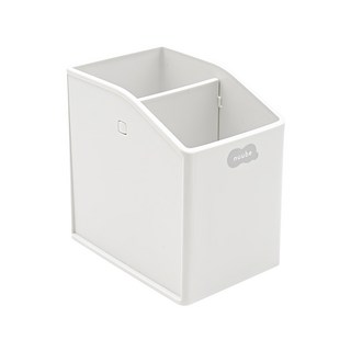 YAMADA 3338 兩格筆座-白色, 雙格設計文具收納盒, 辦公桌面整理好幫手, 1入