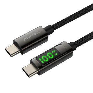 POLYWELL 寶利威爾 USB Type-C-C 數位顯示PD快充線, 2m, PW15-W45-A277, 1條