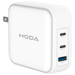 HODA 好貼 GaN氮化鎵140W智慧方型三孔電源供應器, 白色, 1個