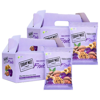TODAY NUT 水果乾堅果隨身包禮盒, 烤杏仁, 烤腰果, 核桃, 葡萄乾, 梅子乾, 600克(20克 X 30包), 2盒