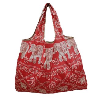 超質感厚實大容量環保購物袋 210D加密牛津布 58x40x18cm, 福氣大象 紅色, 1個