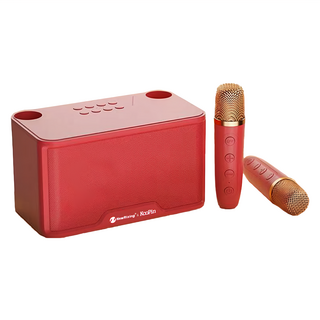 KooPin Newrixing 雙人無線麥克風行動KTV音響組 附收納袋 耀眼紅 輕巧便攜 隨時歡唱, 1組, NR-8088