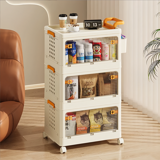 AOTTO 三層開門折疊置物收納推車 AC-201, 特大款, 1個