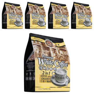 COFFEE TREE 咖啡樹 金裝檳城白咖啡 三合一 經典原味, 40g, 15包, 5袋