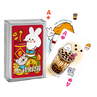 ROYAL 樂友 錢兔食錦 兔年美食遊戲撲克牌, 爆竹除舊 紅色, 1盒
