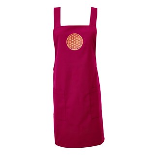 LASSLEY 蕾絲妮 生命之花圍裙 65%棉 35%麻 M號 台灣製, 粉紅色, 1件