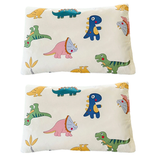 100%天然兒童乳膠枕頭 100%純棉表布 多款可選, 26 x 43 x 6.5cm, 恐龍聚會 白色, 2個