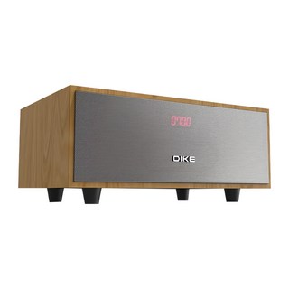 DIKE 精韻 多功能一體式藍牙喇叭，全木箱結構，多種連接方式，時間顯示和鬧鐘功能, DS604, 深木色, 1個