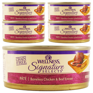 WELLNESS 寵物健康 SS 名廚特選主食罐 貓用, 鮮雞肉泥 + 牛肉泥, 150g, 5罐