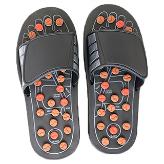 舒適穴道彈力按摩拖鞋, 38~39, 黑色