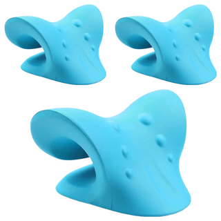 QIDINA C型頸椎按摩枕頸枕肩頸按摩枕 3C族低頭族救星, 藍色, 20.5 x 12 x 16cm, 3個