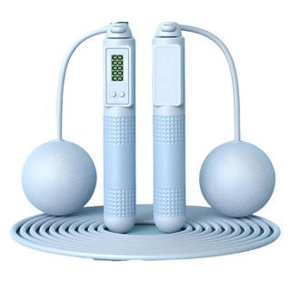 麥克健身 智能跳繩2用款, 運動數據一目瞭然，加大負重球， 燃脂更高效, 藍色, 1組, 280cm + 28 x 6.5cm