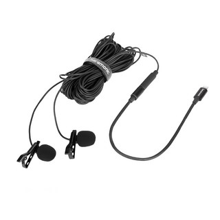 Saramonic 楓笛 LavMicro U1C Lightning 全向型雙領夾麥克風, 6公尺長, iOS設備, 即插即用, 黑色