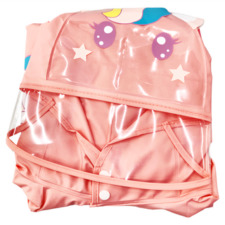 JAR嚴選 立體可愛卡通兒童雨衣 粉色獨角獸 EVA材質, M